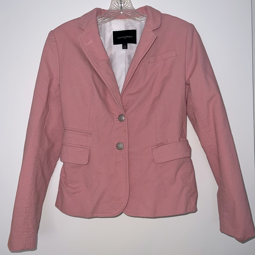 Banana Republic Pink Seersucker-like Blazer